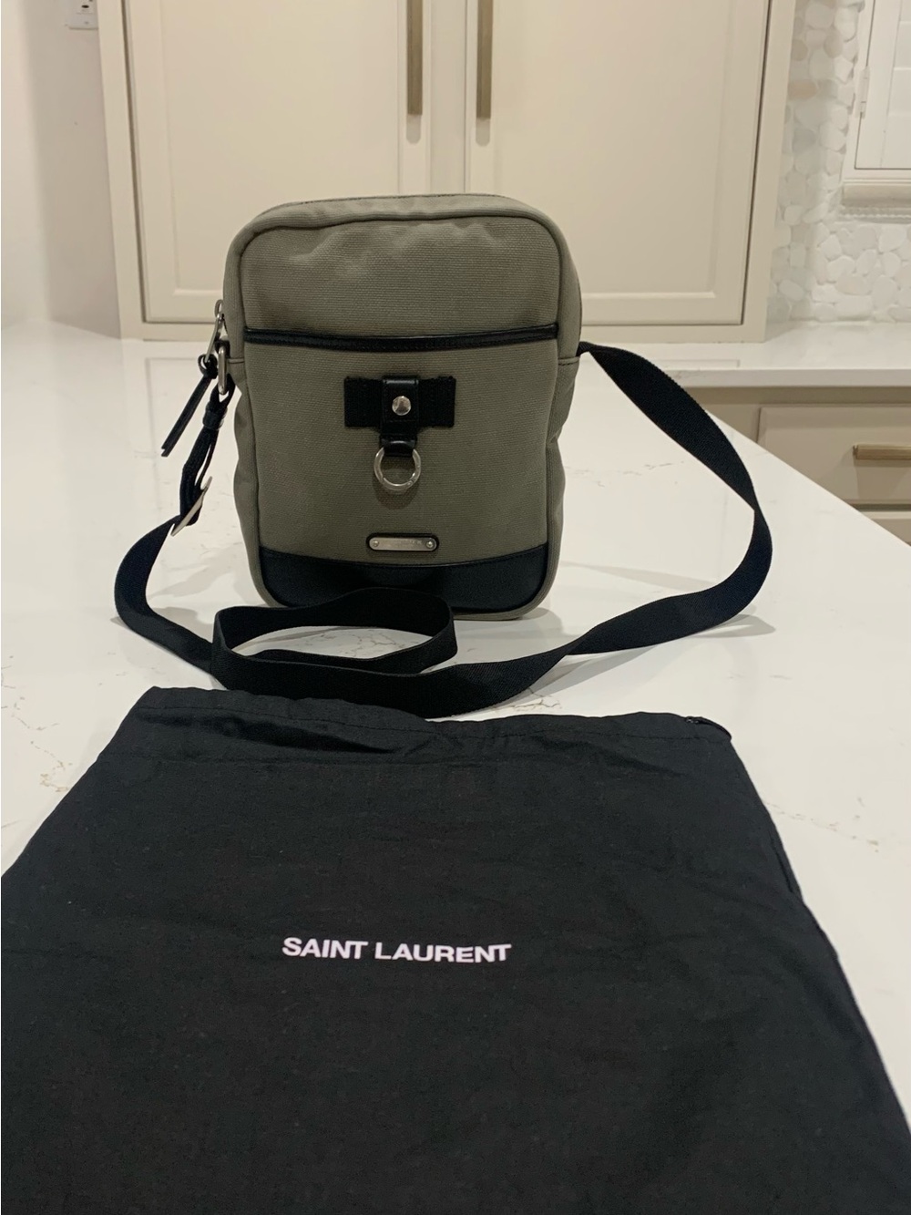 Saint Laurent  Rivington Race Leather-Trimmed Canvas Messenger Bag - Men